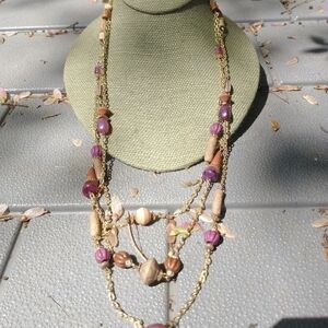 Women's fall colors bead chain necklace.